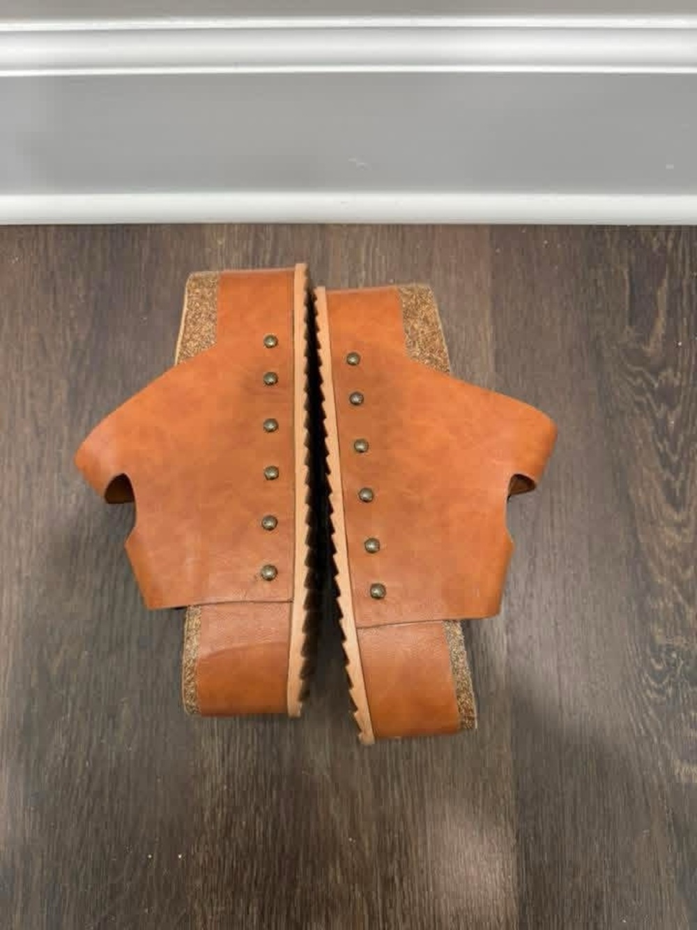 BAMBOO Tan Dual-Buckle Wedge Slide Sandals - Picture 2 of 2